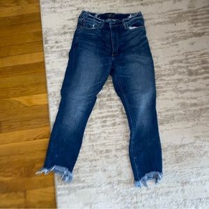 Abercrombie high rise ankle jean with raw hem